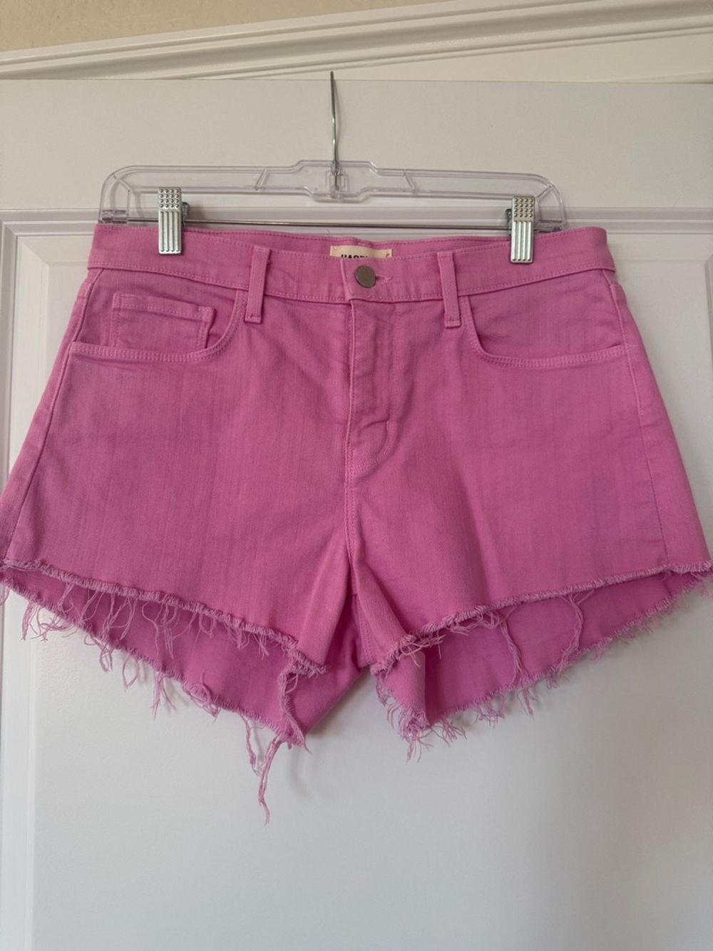 L'AGENCE Pink Denim Cutoff Shorts Audrey in Rose Bloom!